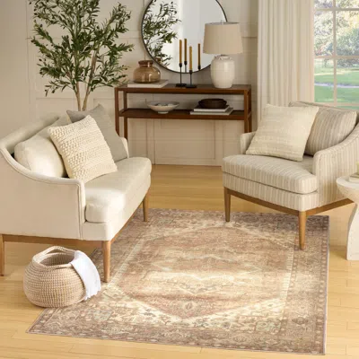Ashley Nourison Home Vintage Washables Classic Medallion 5'3" X 7'3" Area Rug In Gold