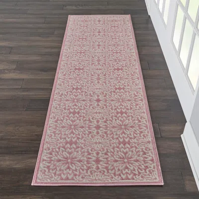 Ashley Nourison Jubilant Pink 7' Runner Low-pile Hallway Rug