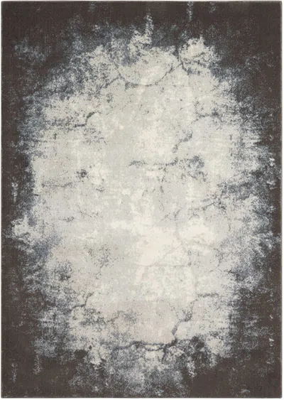 Ashley Nourison Maxell 7'10" X 10'6" Ivory/grey Modern Indoor Rug In Black