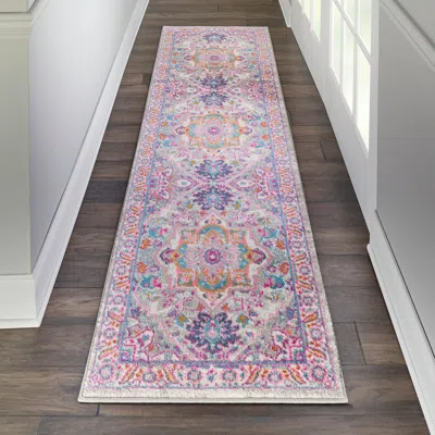 Ashley Nourison Passion 1'10" X 6' Light Grey/pink Bohemian Indoor Rug