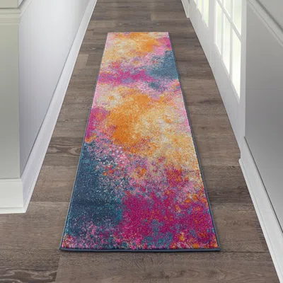 Ashley Nourison Passion 2'2" X 10' Sunburst Modern Indoor Rug In Multi