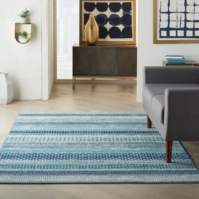 Ashley Nourison Passion 5'3" X 7'3" Navy Blue Bohemian Indoor Rug