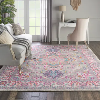 Ashley Nourison Passion 6'7" X 9'6" Light Grey/pink Bohemian Indoor Rug