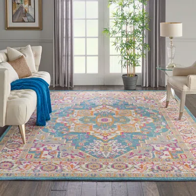 Ashley Nourison Passion 6'7" X 9'6" Teal Multicolor Bohemian Indoor Rug In Brown