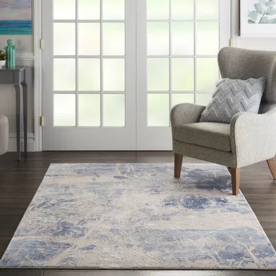Ashley Nourison Silky Textures 5'3" X 7'3" Blue/cream Modern Indoor Rug
