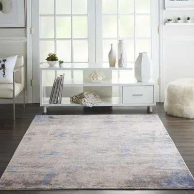 Ashley Nourison Silky Textures 5'3" X 7'3" Blue/ivory/grey Modern Indoor Rug In Gray