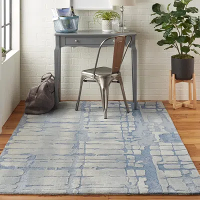 Ashley Nourison Symmetry 5'3" X 7'9" Blue/grey Modern Indoor Rug