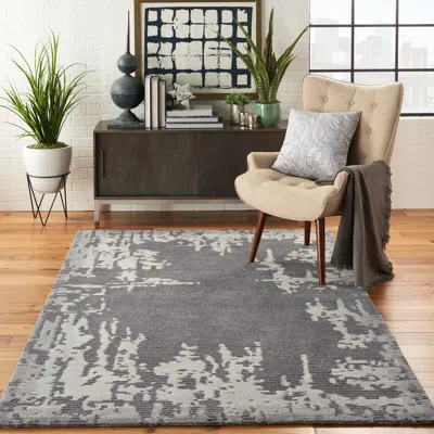 Ashley Nourison Symmetry 5'3" X 7'9" Grey/beige Modern Indoor Rug In Gray