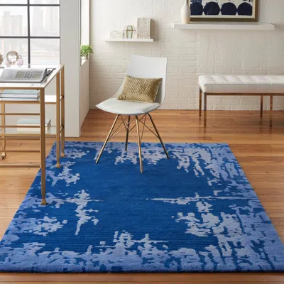 Ashley Nourison Symmetry 5'3" X 7'9" Navy Blue Modern Indoor Rug