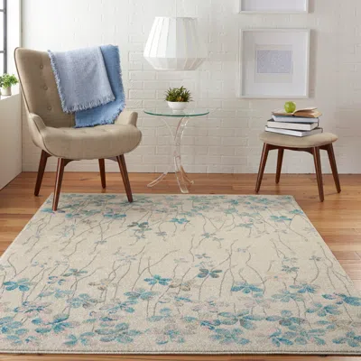 Ashley Nourison Tranquil 6' X 9' Ivory Contemporary Indoor Rug In Blue