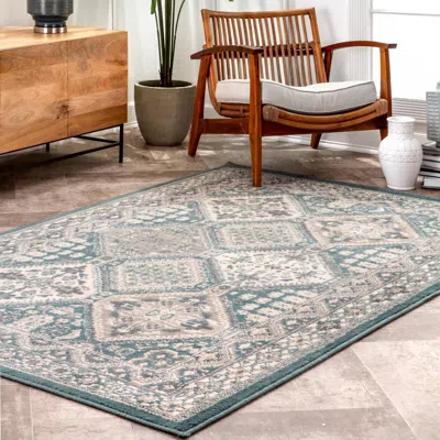 Ashley Nuloom Becca Traditional Tiled Area Rug In Blue