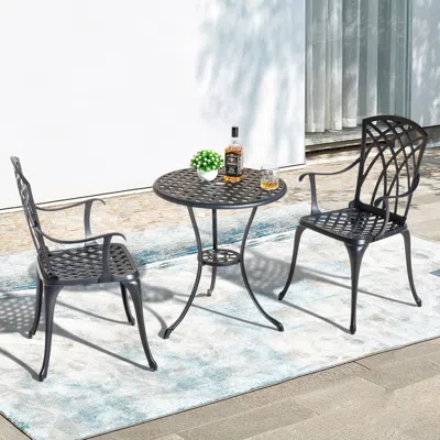 Ashley Nuu Garden 3-piece Outdoor Bistro Set In Black
