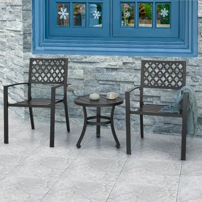Ashley Nuu Garden Outdoor Bistro Table And 2 Chairs In Black