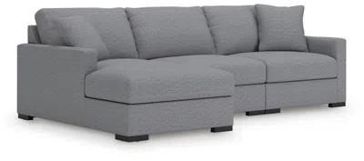 Ashley Omaha By  3-piece Modular Next-gen Nuvella™ Performance Fabric Sofa Chaise In Gray