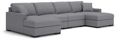 Ashley Omaha By  4-piece Modular Next-gen Nuvella™ Performance Fabric Double Storage Chaise Sectional In Gray