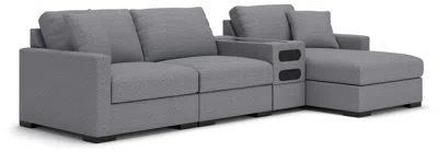 Ashley Omaha By  4-piece Modular Next-gen Nuvella™ Performance Fabric Sectional With Storage Chaise A In Gray