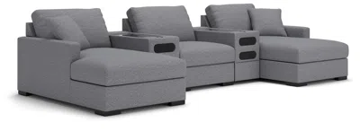 Ashley Omaha By  5-piece Modular Next-gen Nuvella™ Performance Fabric Double Storage Chaise Sectional In Gray