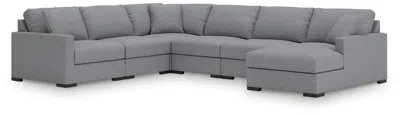 Ashley Omaha By  6-piece Modular Next-gen Nuvella™ Performance Fabric Sectional With Storage Chaise In Gray