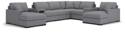 Ashley Omaha By  8-piece Modular Next-gen Nuvella™ Performance Fabric Double Storage Chaise Sectional In Gray