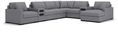 Ashley Omaha By  8-piece Modular Next-gen Nuvella™ Performance Fabric Sectional With Storage Chaise A In Gray