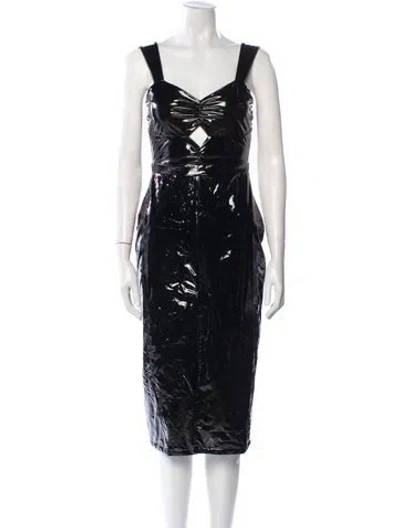 Pre-owned Ashley Park X Rtr Printed Midi Length Dress In Black