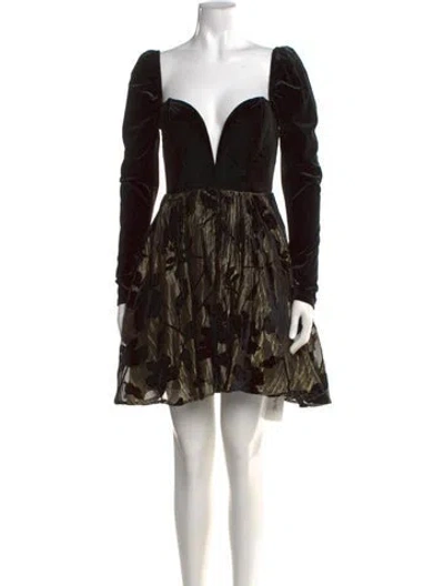 Pre-owned Ashley Park X Rtr Printed Mini Dress In Black