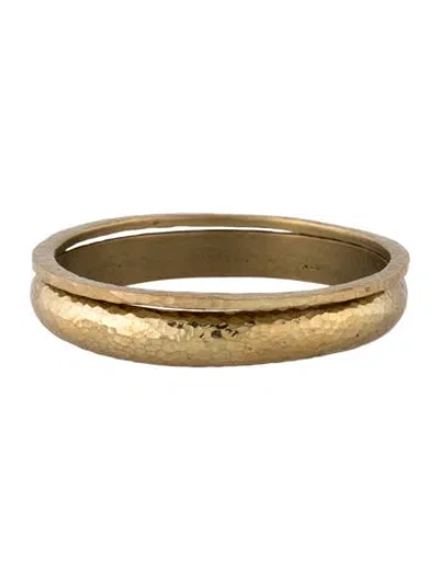 Pre-owned Ashley Pittman Hammered Bangle Bracelet Set Of 2, 8" In Multicolor