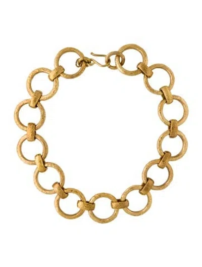 Pre-owned Ashley Pittman Hammered Chain Link Daima Choker Necklace, 15.5" In Multi