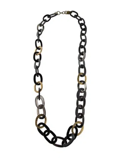Pre-owned Ashley Pittman Horn Chain Necklace, 41" In Multi