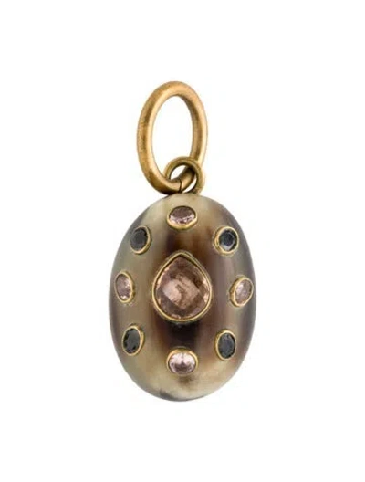 Pre-owned Ashley Pittman Horn Glass Pendant In Multi