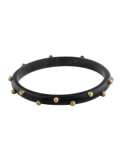 Pre-owned Ashley Pittman Horn Studded Bangle Bracelet, 8" In Multi