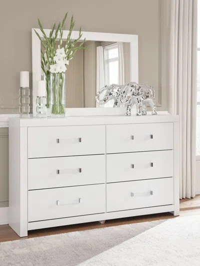 Ashley Raechalla Dresser And Mirror In White