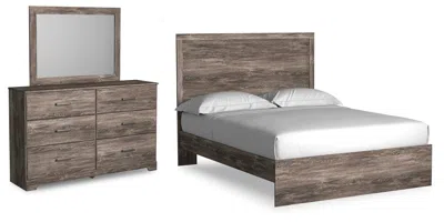 Ashley Ralinksi Queen Panel Bed With Mirrored Dresser In Brown