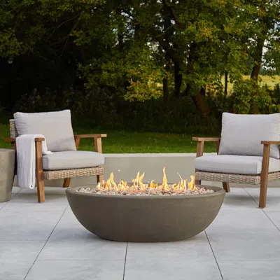 Ashley Real Flame Riverside Outdoor Oval Fire Pit Bowl In Gray
