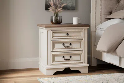 Ashley Realyn 27" 3 Drawer Charging Nightstand In Multi
