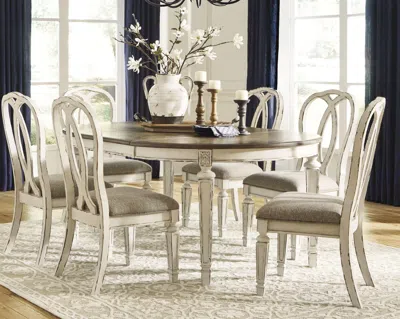 Ashley Realyn Dining Table And 6 Chairs With Storage In Neutral