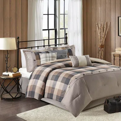 Ashley Ridge Queen 7 Piece Herringbone Comforter Set In Neutral
