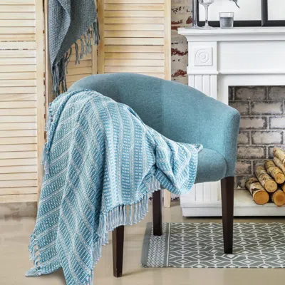 Ashley Ridgeline Striped Throw Blanket In Blue