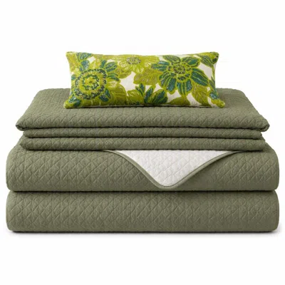 Ashley Rizzy Home Blackberry Grove 3 Piece King Quilt Set In Green