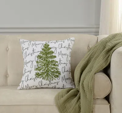 Ashley Rizzy Home Merry Script Decorative Throw Pillow In Green