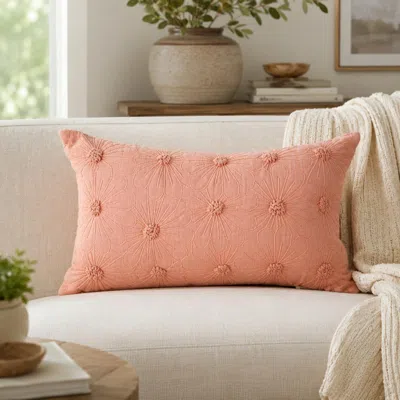 Ashley Rizzy Home Tonal Bloom Decorative Throw Pillow In Orange