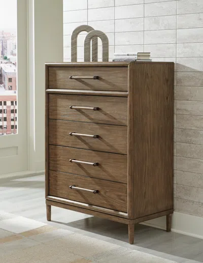 Ashley Roanhowe 5 Drawer Chest Of Drawers In Brown