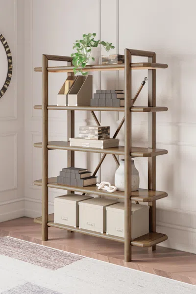 Ashley Roanhowe 71" Bookcase In Brown