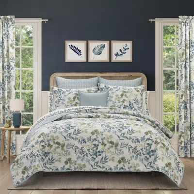 Ashley Royal Court Evergreen Full/queen 3 Piece Quilt Set In Blue