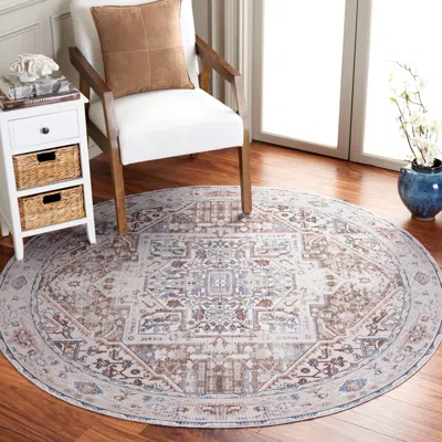 Ashley Safavieh Arizona 6' X Round Area Rug In Brown