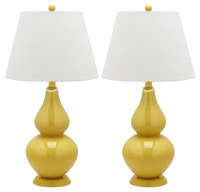 Ashley Safavieh Double Gourd Table Lamp (set Of 2) In Yellow