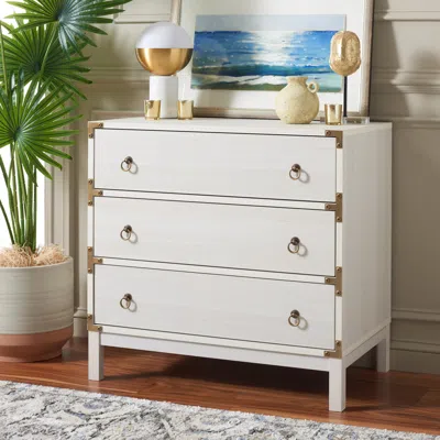 Ashley Safavieh Galio 31" 3 Drawer Chest Of Drawers In White