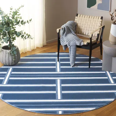 Ashley Safavieh Groove 6' 7" X Round Area Rug In Blue