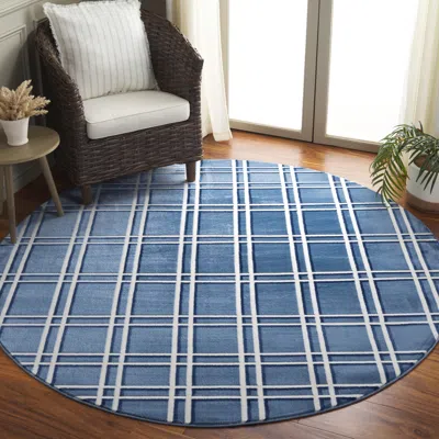 Ashley Safavieh Groove 6' 7" X Round Area Rug In Blue