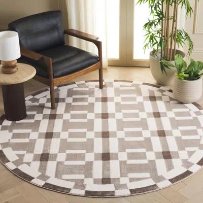 Ashley Safavieh Groove 6' 7" X Round Area Rug In Brown